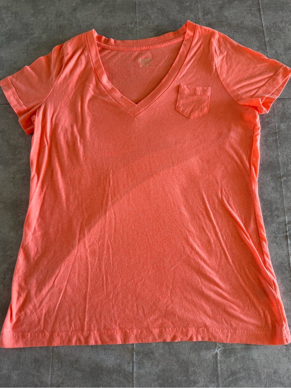 Mossimo Supply Co. Womens Cotton Knit T-Shirt XL Orange Solid V-Neck Pocket
